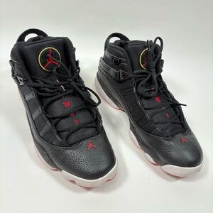 Jordan 6 Rings Black Red High Top Sneakers Shoes Mens Size 13 Lace Up
